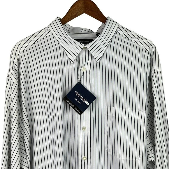 NWT Mens Roundtree & Yorke Tall Man Silky Finish Striped Dress Shirt Size 3XT - Picture 2 of 10